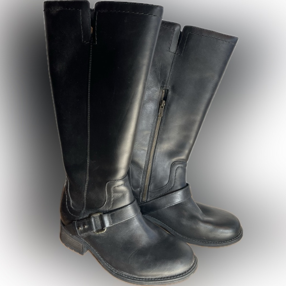 Ugg black leather winter boots